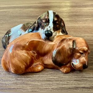 Vintage Royal Doulton 2 Cocker Spaniels Glazed Porcelain Figurine #HN2590